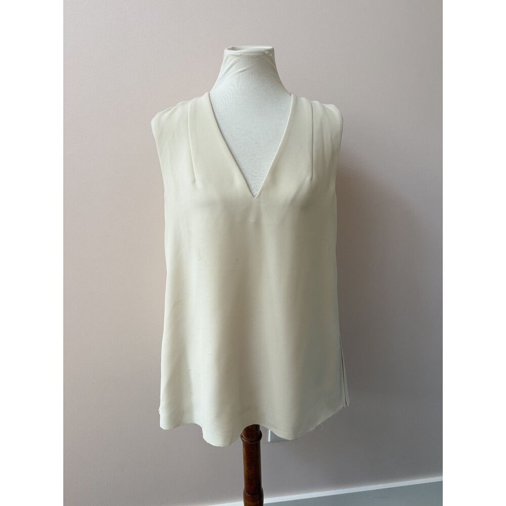 GREY Jason Wu Ivory Sleeveless V-Neck Drape Top Minimalist Designer 8